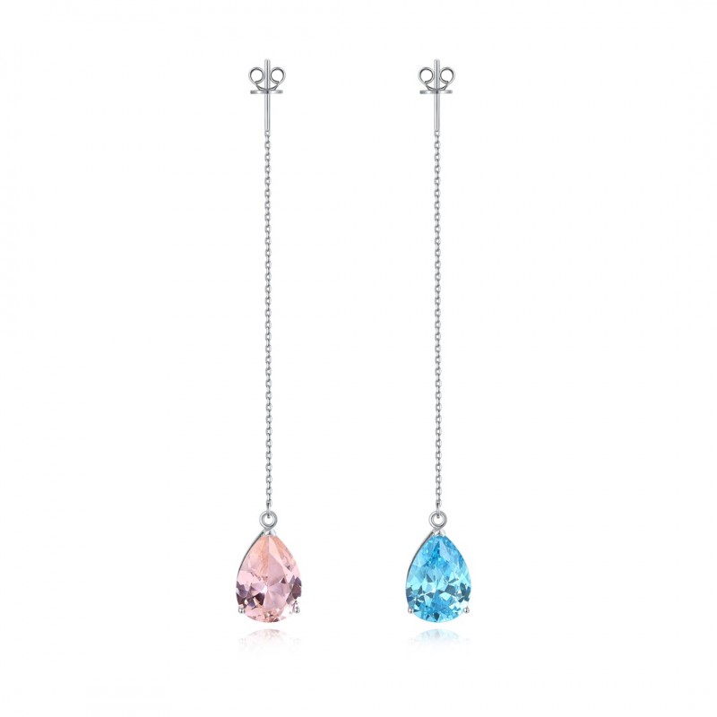 Ruif Jewelry Classic Design S925 Silver 13.72ct aquamarine and pink morgant Earrings Women Jewelry Ladies Party Gift Ruif Jewelry Classic Design S925 Silver 13.72ct aquamarine and pink morgant Earrings Women Jewelry Ladies Party Gift
