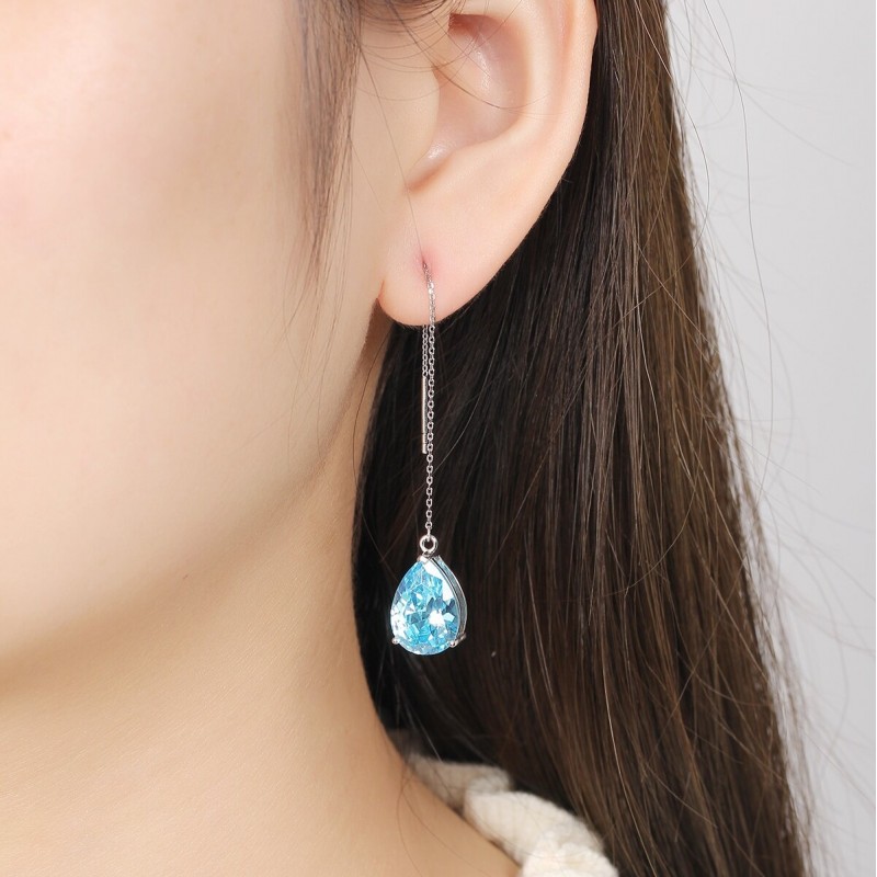 Ruif Jewelry Classic Design S925 Silver 13.72ct aquamarine and pink morgant Earrings Women Jewelry Ladies Party Gift Ruif Jewelry Classic Design S925 Silver 13.72ct aquamarine and pink morgant Earrings Women Jewelry Ladies Party Gift