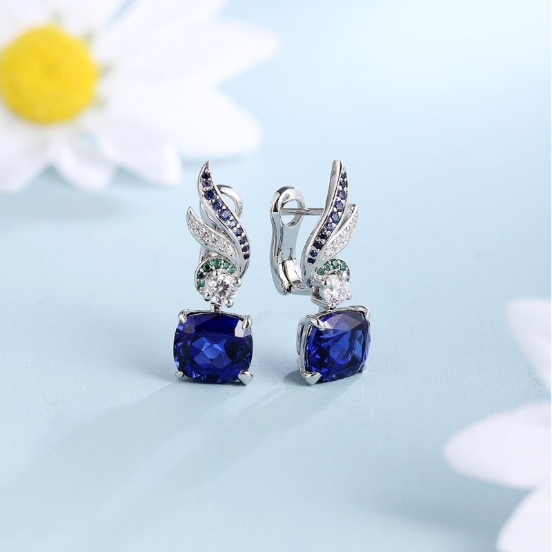 Ruif Jewelry Classic Design S925 Silver 4.55ct Lab Grown Emerald/Red Ruby/Royal Blue Sapphire Earrings Gemstone Jewelry Ruif Jewelry Classic Design S925 Silver 4.55ct Lab Grown Emerald/Red Ruby/Royal Blue Sapphire Earrings Gemstone Jewelry