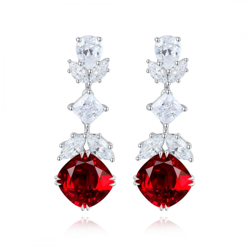 Ruif Jewelry Classic Design S925 Silver 6.3ct Lab Grown Emerald/Ruby/Sapphire/Cobaltite Spinel Earrings Gemstone Jewelry Ruif Jewelry Classic Design S925 Silver 6.3ct Lab Grown Emerald/Ruby/Sapphire/Cobaltite Spinel Earrings Gemstone Jewelry