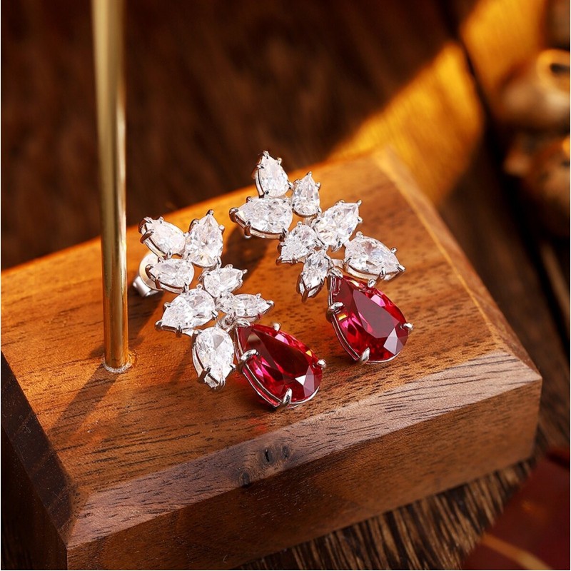 Ruif Jewelry Classic Design S925 Silver 8.5ct Lab Grown Ruby Earrings Gemstone Jewelry Ruif Jewelry Classic Design S925 Silver 8.5ct Lab Grown Ruby Earrings Gemstone Jewelry
