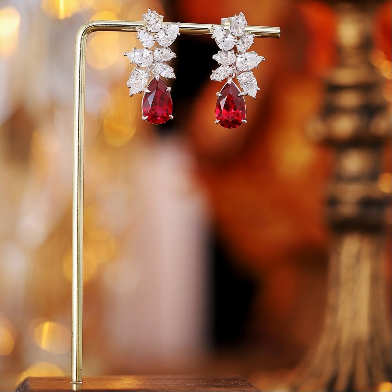 Ruif Jewelry Classic Design S925 Silver 8.5ct Lab Grown Ruby Earrings Gemstone Jewelry Ruif Jewelry Classic Design S925 Silver 8.5ct Lab Grown Ruby Earrings Gemstone Jewelry