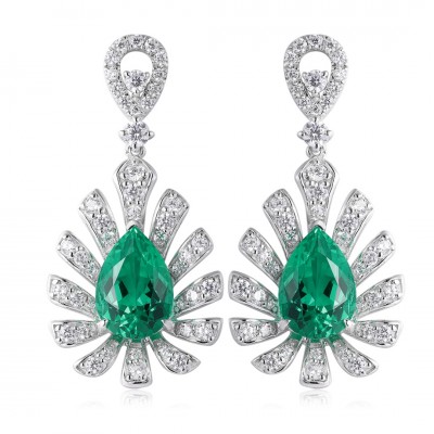 Ruif Jewelry Classic Design S925 Silver 3.756ct Lab Grown Emerald Earrings Gemstone Jewelry