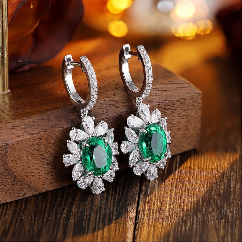 Ruif Jewelry Classic Design S925 Silver 5.22ct Lab Grown Emerald/Red Ruby/Royal Blue Sapphire Earrings Gemstone Jewelry Ruif Jewelry Classic Design S925 Silver 5.22ct Lab Grown Emerald/Red Ruby/Royal Blue Sapphire Earrings Gemstone Jewelry