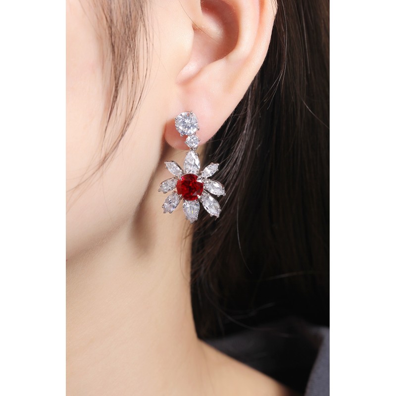 Ruif Jewelry Classic Design S925 Silver 3.8ct Lab Grown Emerald Earrings Red Ruby Royal Blue Sapphire Gemstone Jewelry Ruif Jewelry Classic Design S925 Silver 3.8ct Lab Grown Emerald Earrings Red Ruby Royal Blue Sapphire Gemstone Jewelry
