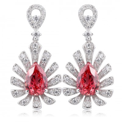 Ruif Jewelry Classic Design S925 Silver 5ct Lab Grown Papalacha  Earrings Gemstone Jewelry