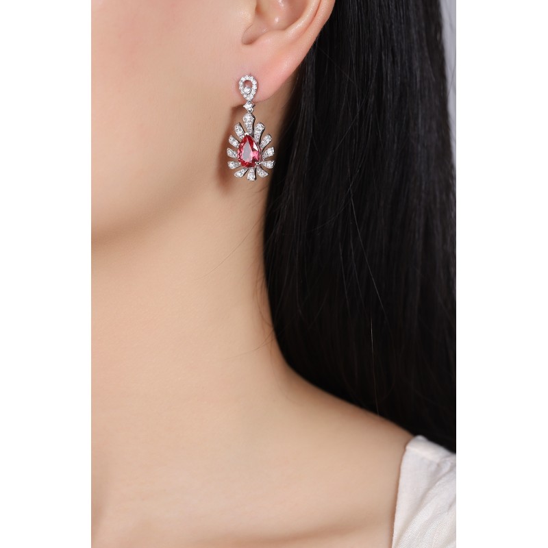 Ruif Jewelry Classic Design S925 Silver 5ct Lab Grown Papalacha Earrings Gemstone Jewelry Ruif Jewelry Classic Design S925 Silver 5ct Lab Grown Papalacha Earrings Gemstone Jewelry