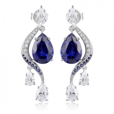 Ruif Jewelry Classic Design S925 Silver 5.2ct Lab Grown Sapphire  Earrings Royal Blue Gemstone Jewelry