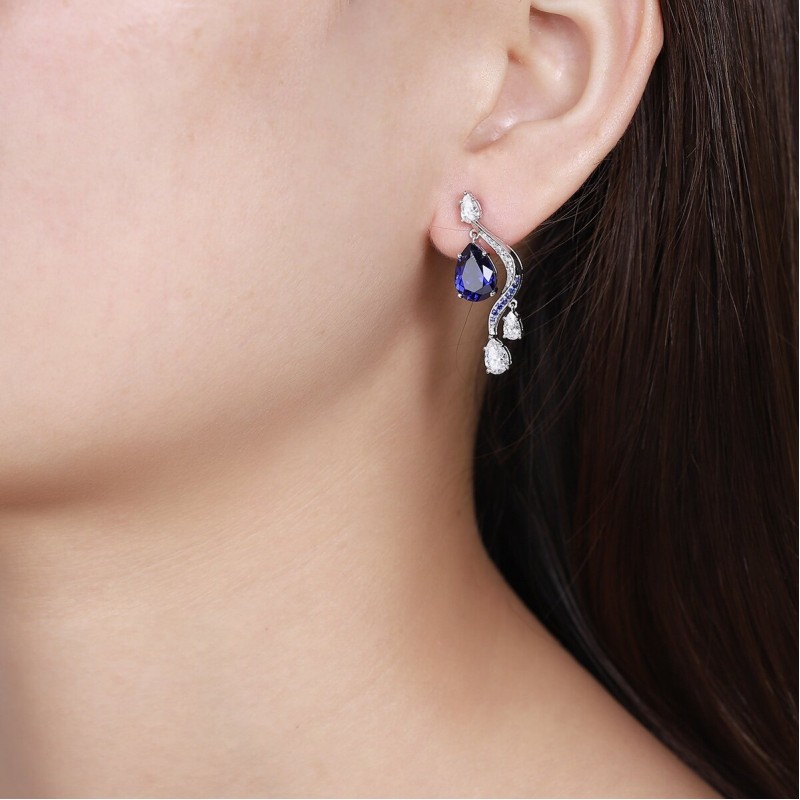 Ruif Jewelry Classic Design S925 Silver 5.2ct Lab Grown Sapphire Earrings Royal Blue Gemstone Jewelry Ruif Jewelry Classic Design S925 Silver 5.2ct Lab Grown Sapphire Earrings Royal Blue Gemstone Jewelry