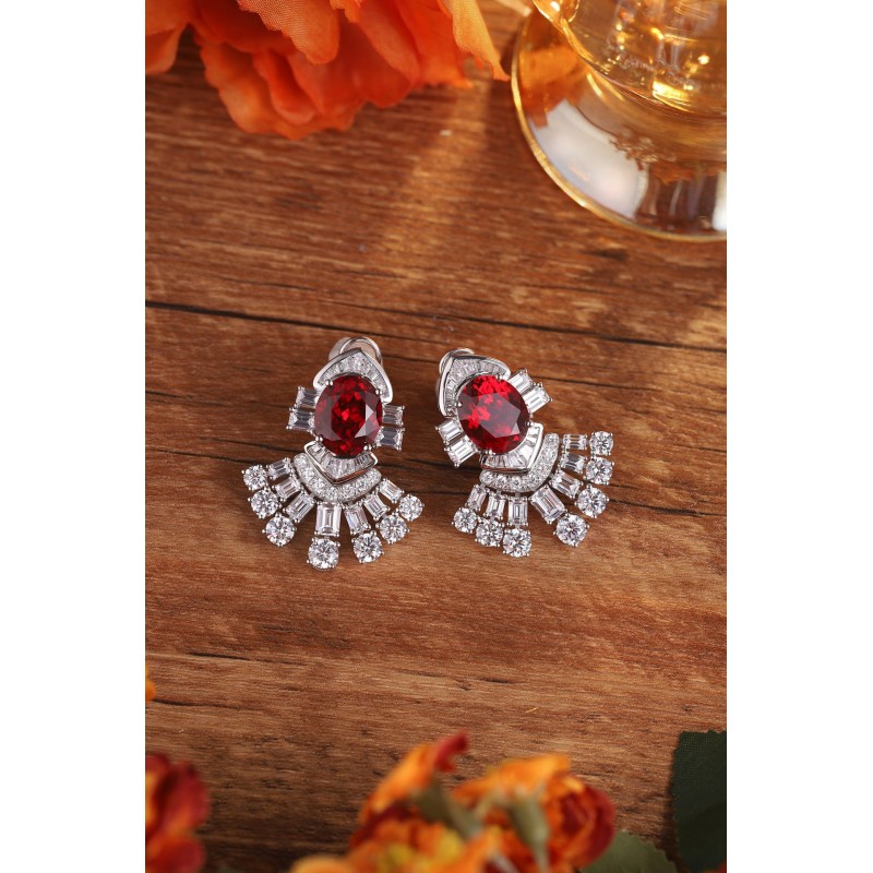 Ruif Jewelry Classic Design S925 Silver 13.47ct Lab Grown Ruby Earrings Gemstone Jewelry Ruif Jewelry Classic Design S925 Silver 13.47ct Lab Grown Ruby Earrings Gemstone Jewelry