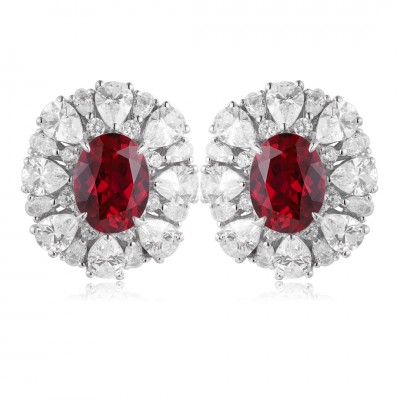Ruif Jewelry Classic Design S925 Silver 3.4ct Lab Grown Ruby  Earrings Gemstone Jewelry