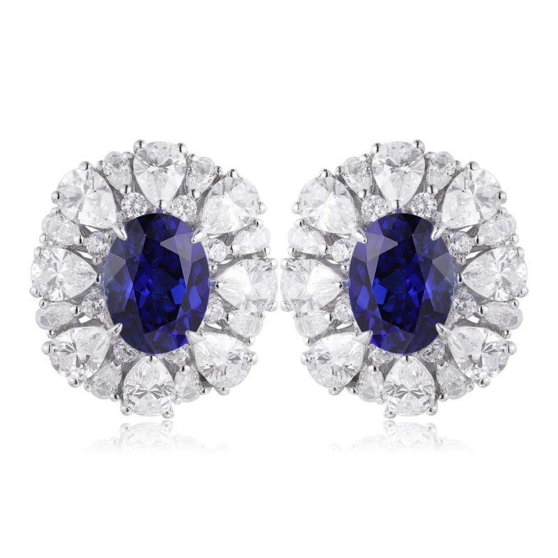 Ruif Jewelry Classic Design S925 Silver 3.3ct Lab Grown Sapphire Earrings Royal Blue Gemstone Jewelry Ruif Jewelry Classic Design S925 Silver 3.3ct Lab Grown Sapphire Earrings Royal Blue Gemstone Jewelry