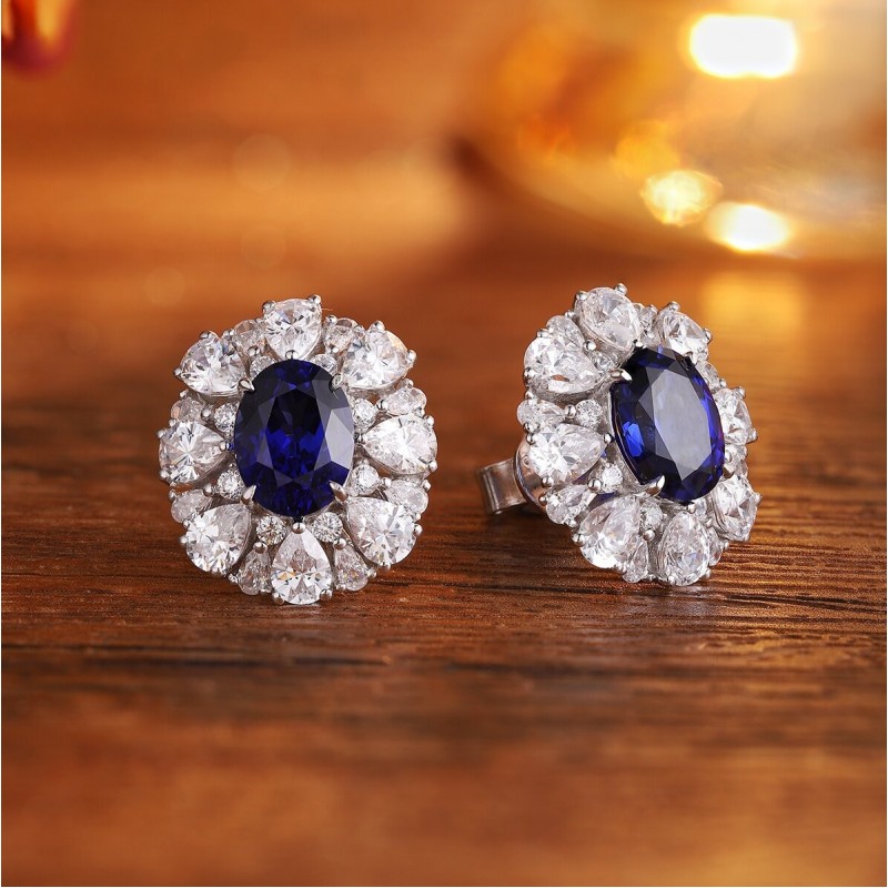 Ruif Jewelry Classic Design S925 Silver 3.3ct Lab Grown Sapphire Earrings Royal Blue Gemstone Jewelry Ruif Jewelry Classic Design S925 Silver 3.3ct Lab Grown Sapphire Earrings Royal Blue Gemstone Jewelry