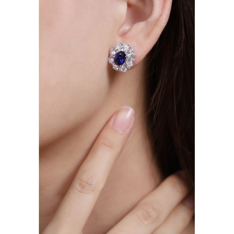 Ruif Jewelry Classic Design S925 Silver 3.3ct Lab Grown Sapphire Earrings Royal Blue Gemstone Jewelry Ruif Jewelry Classic Design S925 Silver 3.3ct Lab Grown Sapphire Earrings Royal Blue Gemstone Jewelry
