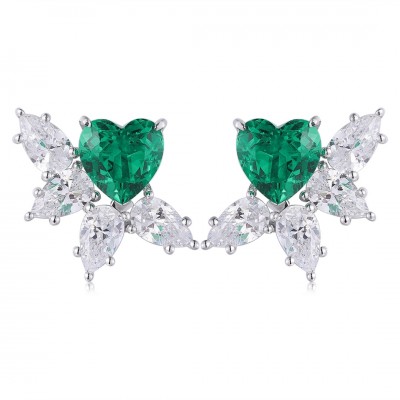 Ruif Jewelry Classic Design S925 Silver 1.5ct Lab Grown Emerald Earrings Gemstone Jewelry