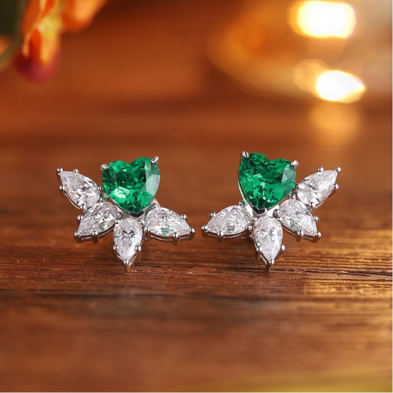 Ruif Jewelry Classic Design S925 Silver 1.5ct Lab Grown Emerald Earrings Gemstone Jewelry Ruif Jewelry Classic Design S925 Silver 1.5ct Lab Grown Emerald Earrings Gemstone Jewelry