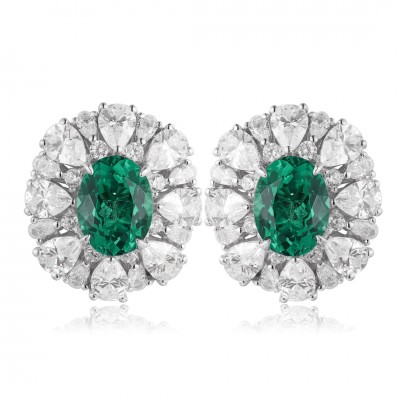 Ruif Jewelry Classic Design S925 Silver 2.34ct Lab Grown Emerald Earrings Gemstone Jewelry