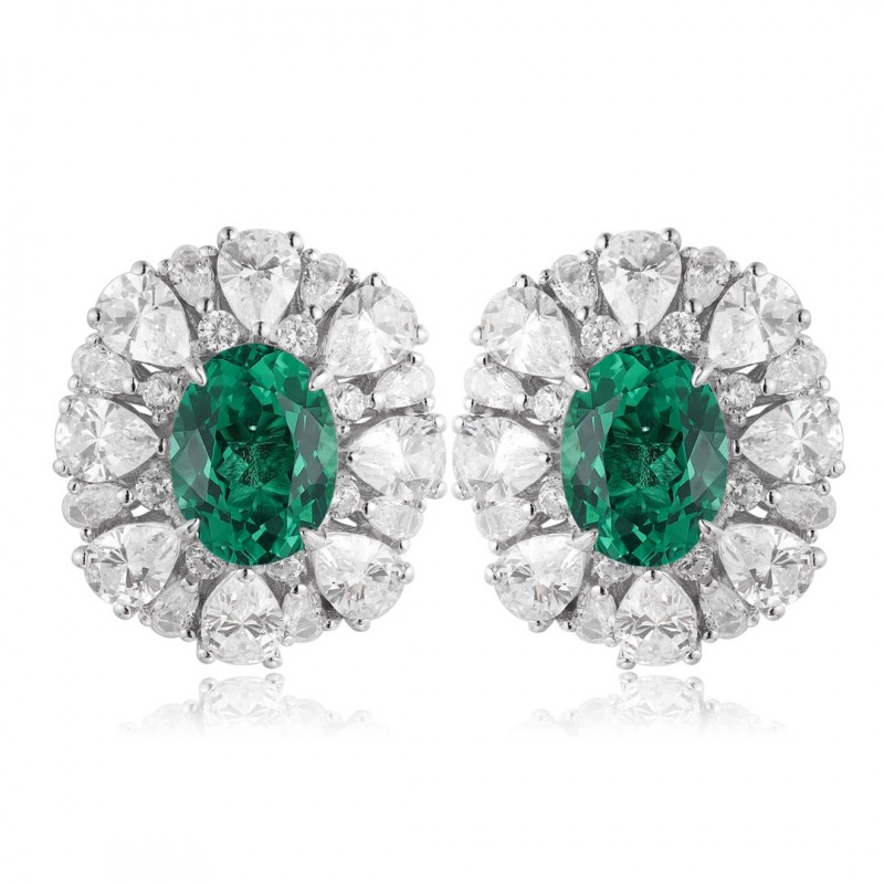Ruif Jewelry Classic Design S925 Silver 2.34ct Lab Grown Emerald Earrings Gemstone Jewelry Ruif Jewelry Classic Design S925 Silver 2.34ct Lab Grown Emerald Earrings Gemstone Jewelry