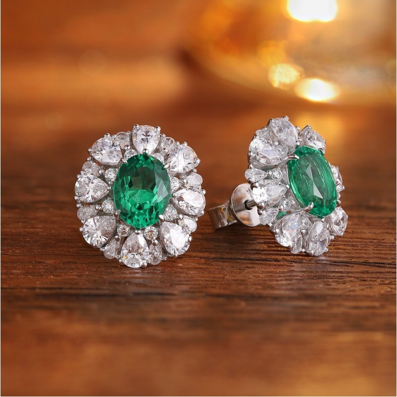 Ruif Jewelry Classic Design S925 Silver 2.34ct Lab Grown Emerald Earrings Gemstone Jewelry Ruif Jewelry Classic Design S925 Silver 2.34ct Lab Grown Emerald Earrings Gemstone Jewelry