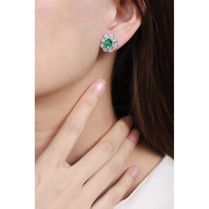 Ruif Jewelry Classic Design S925 Silver 2.34ct Lab Grown Emerald Earrings Gemstone Jewelry Ruif Jewelry Classic Design S925 Silver 2.34ct Lab Grown Emerald Earrings Gemstone Jewelry