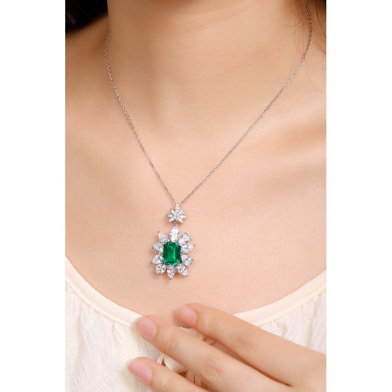 Ruif Jewelry Classic Design S925 Silver 3.392ct Lab Grown Emerald Pendant Necklace Gemstone Jewelry Ruif Jewelry Classic Design S925 Silver 3.392ct Lab Grown Emerald Pendant Necklace Gemstone Jewelry