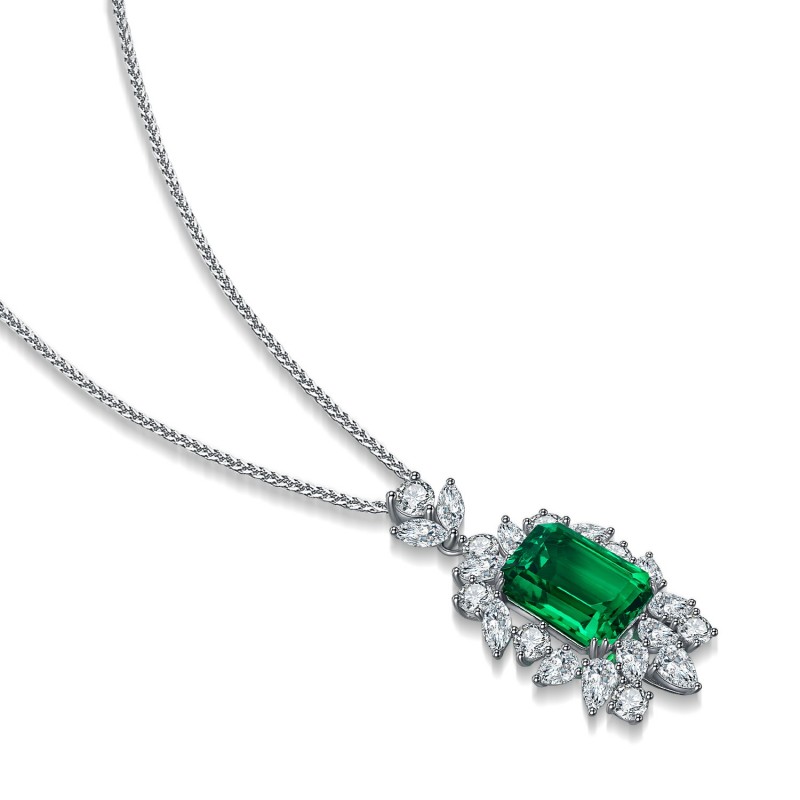 Ruif Jewelry Classic Design S925 Silver 4.83ct Lab Grown Emerald Pendant Necklace Gemstone Jewelry Ruif Jewelry Classic Design S925 Silver 4.83ct Lab Grown Emerald Pendant Necklace Gemstone Jewelry
