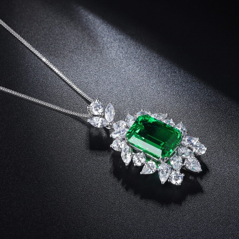 Ruif Jewelry Classic Design S925 Silver 4.83ct Lab Grown Emerald Pendant Necklace Gemstone Jewelry Ruif Jewelry Classic Design S925 Silver 4.83ct Lab Grown Emerald Pendant Necklace Gemstone Jewelry