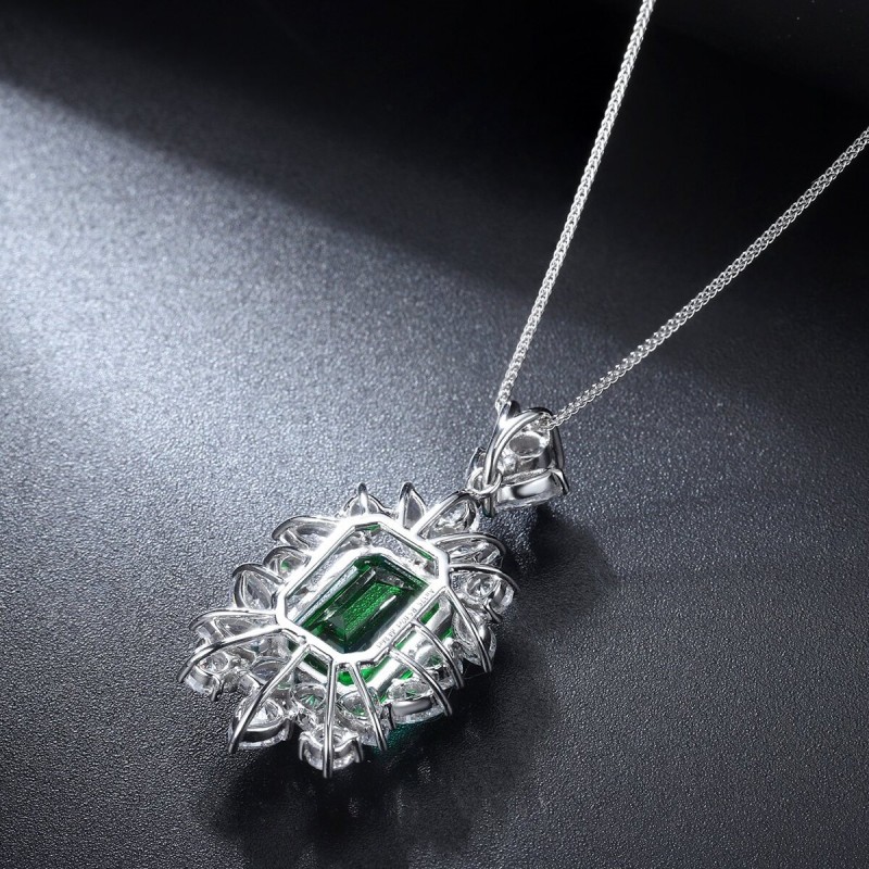 Ruif Jewelry Classic Design S925 Silver 4.83ct Lab Grown Emerald Pendant Necklace Gemstone Jewelry