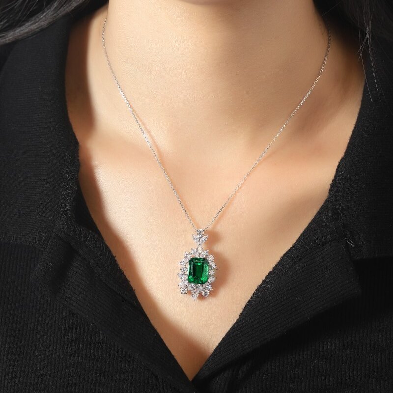 Ruif Jewelry Classic Design S925 Silver 4.83ct Lab Grown Emerald Pendant Necklace Gemstone Jewelry Ruif Jewelry Classic Design S925 Silver 4.83ct Lab Grown Emerald Pendant Necklace Gemstone Jewelry