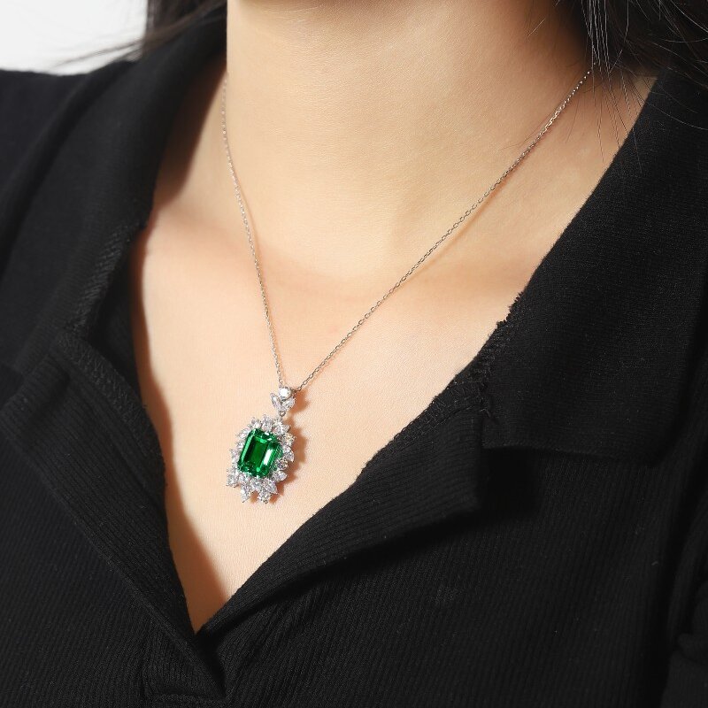 Ruif Jewelry Classic Design S925 Silver 4.83ct Lab Grown Emerald Pendant Necklace Gemstone Jewelry Ruif Jewelry Classic Design S925 Silver 4.83ct Lab Grown Emerald Pendant Necklace Gemstone Jewelry