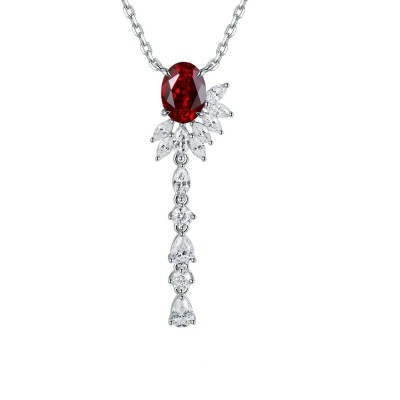 Ruif Jewelry Classic Design S925 Silver 2.22ct Lab Grown Ruby Pendant Necklace Gemstone Jewelry