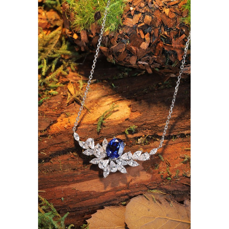 Ruif Jewelry Classic Design S925 Silver 2.715ct Royal Blue Lab Grown Sapphire Pendant Necklace Gemstone Jewelry