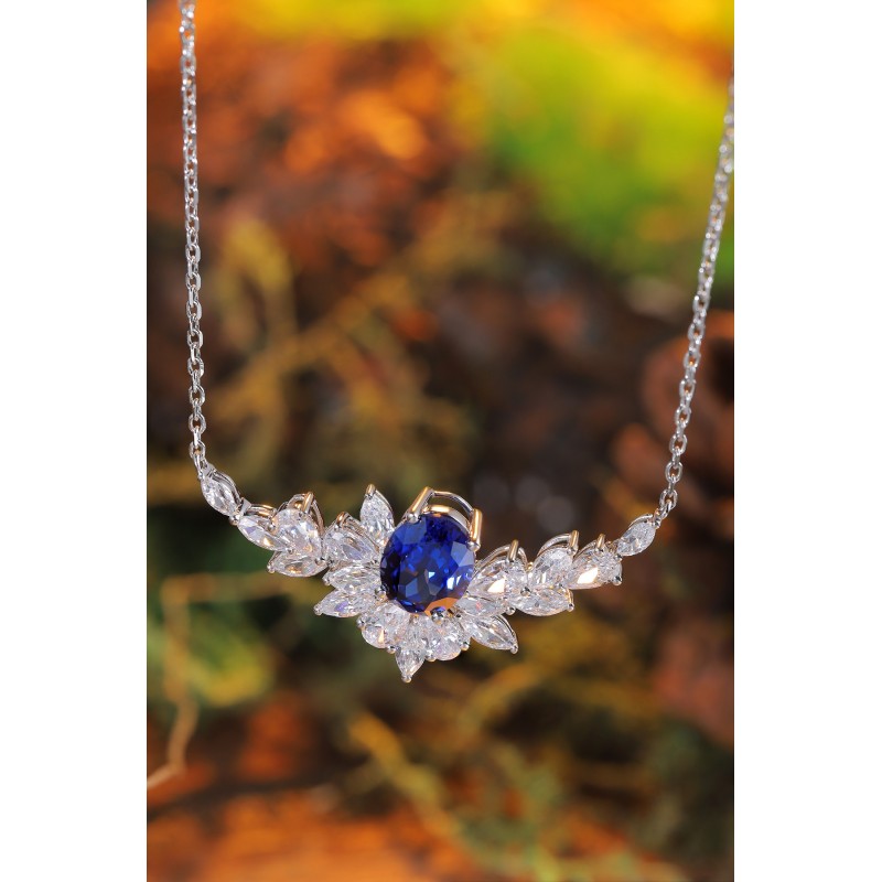 Ruif Jewelry Classic Design S925 Silver 2.715ct Royal Blue Lab Grown Sapphire Pendant Necklace Gemstone Jewelry