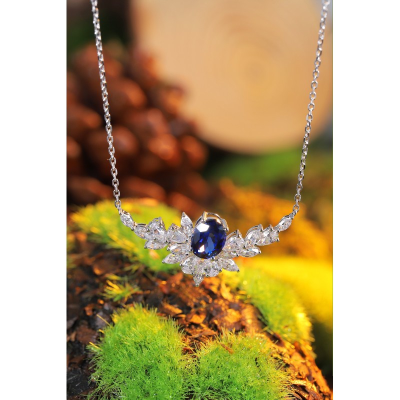 Ruif Jewelry Classic Design S925 Silver 2.715ct Royal Blue Lab Grown Sapphire Pendant Necklace Gemstone Jewelry Ruif Jewelry Classic Design S925 Silver 2.715ct Royal Blue Lab Grown Sapphire Pendant Necklace Gemstone Jewelry