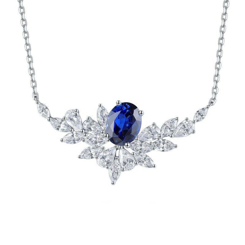 Ruif Jewelry Classic Design S925 Silver 2.715ct Royal Blue Lab Grown Sapphire Pendant Necklace Gemstone Jewelry Ruif Jewelry Classic Design S925 Silver 2.715ct Royal Blue Lab Grown Sapphire Pendant Necklace Gemstone Jewelry