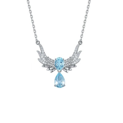 Ruif Jewelry Classic Design S925 Silver 2.32ct Lab Grown Aquamarine Pendant Necklace Gemstone Jewelry