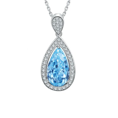 Ruif Jewelry Classic Design S925 Silver 5.26ct Lab Grown Aquamarine Pendant Necklace Gemstone Jewelry
