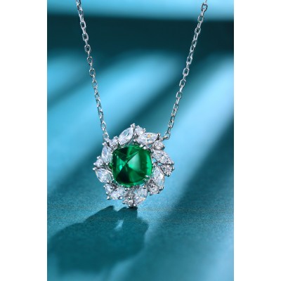 Ruif Jewelry Classic Design S925 Silver 3.35ct Lab Grown Emerald Pendant Necklace royal blue sapphire Red Ruby Gemstone Jewelry