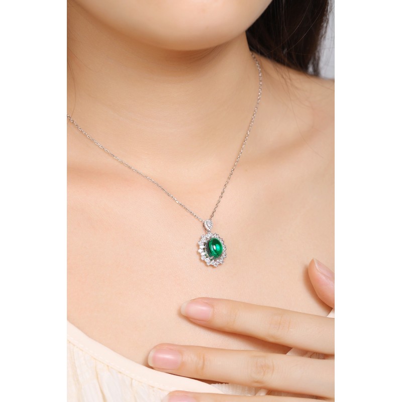 Ruif Jewelry Classic Design S925 Silver 3.54ct Lab Grown Emerald Pendant Necklace Gemstone Jewelry Ruif Jewelry Classic Design S925 Silver 3.54ct Lab Grown Emerald Pendant Necklace Gemstone Jewelry
