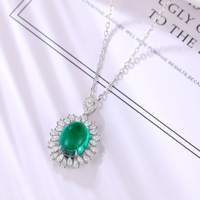 Ruif Jewelry Classic Design S925 Silver 3.54ct Lab Grown Emerald Pendant Necklace Gemstone Jewelry Ruif Jewelry Classic Design S925 Silver 3.54ct Lab Grown Emerald Pendant Necklace Gemstone Jewelry