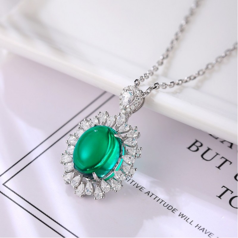 Ruif Jewelry Classic Design S925 Silver 3.54ct Lab Grown Emerald Pendant Necklace Gemstone Jewelry Ruif Jewelry Classic Design S925 Silver 3.54ct Lab Grown Emerald Pendant Necklace Gemstone Jewelry