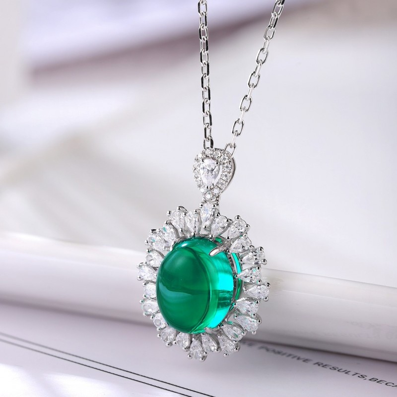 Ruif Jewelry Classic Design S925 Silver 3.54ct Lab Grown Emerald Pendant Necklace Gemstone Jewelry Ruif Jewelry Classic Design S925 Silver 3.54ct Lab Grown Emerald Pendant Necklace Gemstone Jewelry
