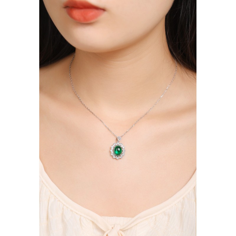 Ruif Jewelry Classic Design S925 Silver 3.54ct Lab Grown Emerald Pendant Necklace Gemstone Jewelry Ruif Jewelry Classic Design S925 Silver 3.54ct Lab Grown Emerald Pendant Necklace Gemstone Jewelry