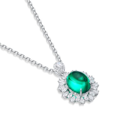 Ruif Jewelry Classic Design S925 Silver 3.54ct Lab Grown Emerald Pendant Necklace Gemstone Jewelry