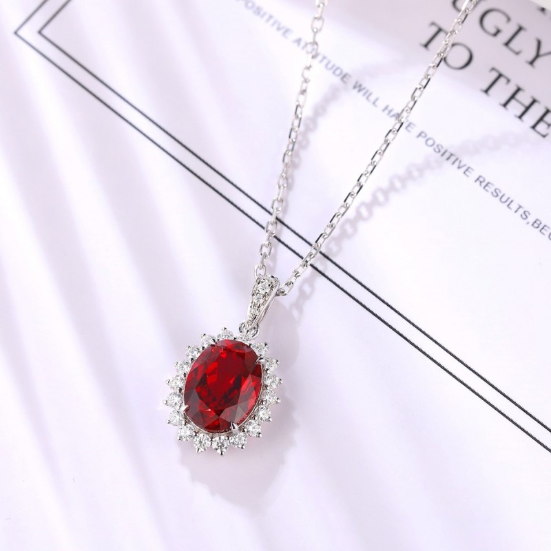 Ruif Jewelry Classic Design S925 Silver 1.43ct Lab Grown Emerald And Sapphire Pendant Necklace Gemstone Jewelry Ruif Jewelry Classic Design S925 Silver 1.43ct Lab Grown Emerald And Sapphire Pendant Necklace Gemstone Jewelry