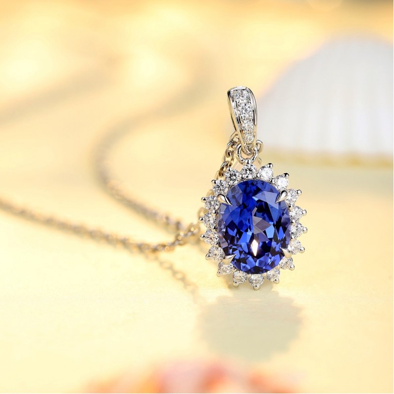 Ruif Jewelry Classic Design S925 Silver 1.43ct Lab Grown Emerald And Sapphire Pendant Necklace Gemstone Jewelry Ruif Jewelry Classic Design S925 Silver 1.43ct Lab Grown Emerald And Sapphire Pendant Necklace Gemstone Jewelry