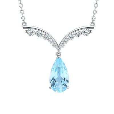 Ruif Jewelry Classic Design S925 Silver 5.59ct Lab Grown Aquamarine Pendant Necklace Gemstone Jewelry
