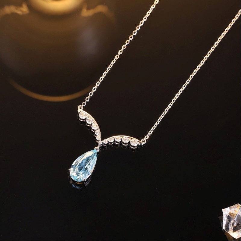 Ruif Jewelry Classic Design S925 Silver 5.59ct Lab Grown Aquamarine Pendant Necklace Gemstone Jewelry Ruif Jewelry Classic Design S925 Silver 5.59ct Lab Grown Aquamarine Pendant Necklace Gemstone Jewelry