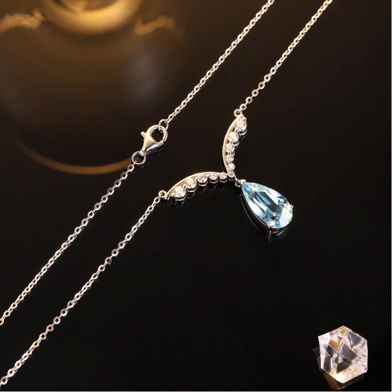 Ruif Jewelry Classic Design S925 Silver 5.59ct Lab Grown Aquamarine Pendant Necklace Gemstone Jewelry Ruif Jewelry Classic Design S925 Silver 5.59ct Lab Grown Aquamarine Pendant Necklace Gemstone Jewelry