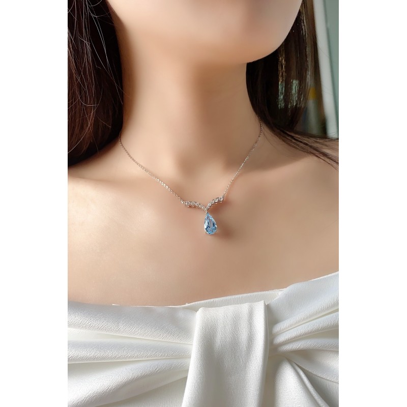 Ruif Jewelry Classic Design S925 Silver 5.59ct Lab Grown Aquamarine Pendant Necklace Gemstone Jewelry Ruif Jewelry Classic Design S925 Silver 5.59ct Lab Grown Aquamarine Pendant Necklace Gemstone Jewelry